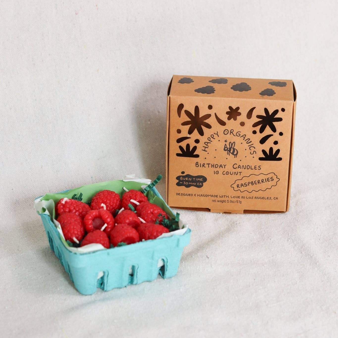 Beeswax Raspberry Birthday Candles : 10