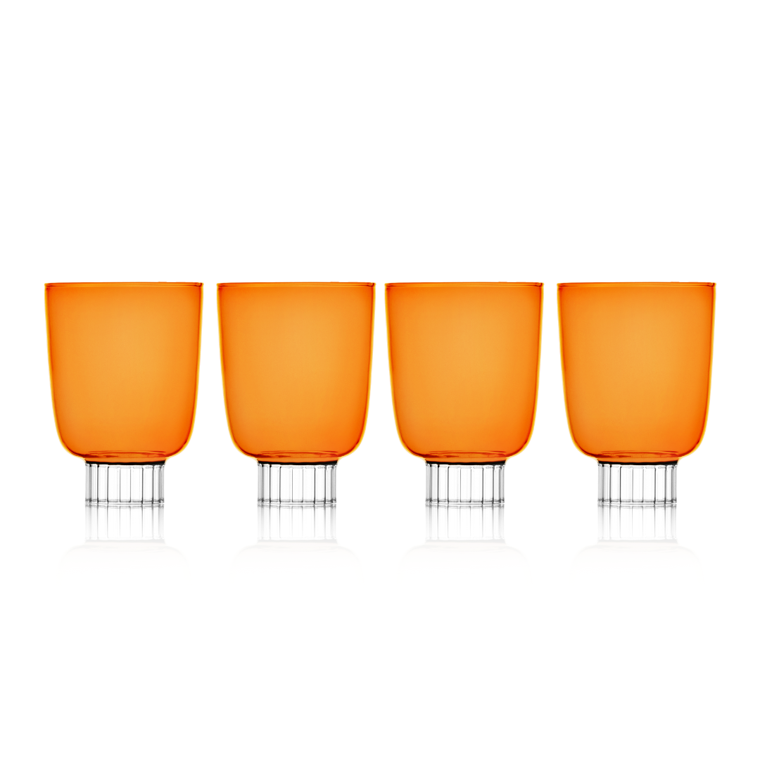 Romantic Stemless Wine Glasses Petite | Set of Four: Amber