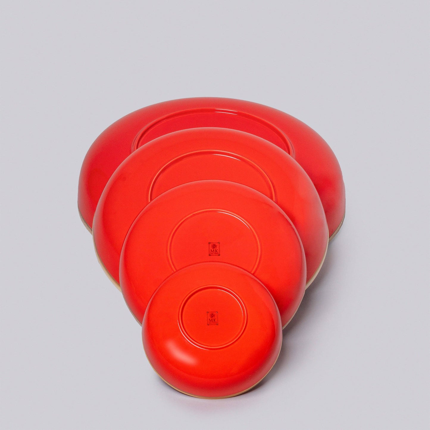 Coral Red Glossy Porcelain Hermit Bowl Nests: Coral red / Medium