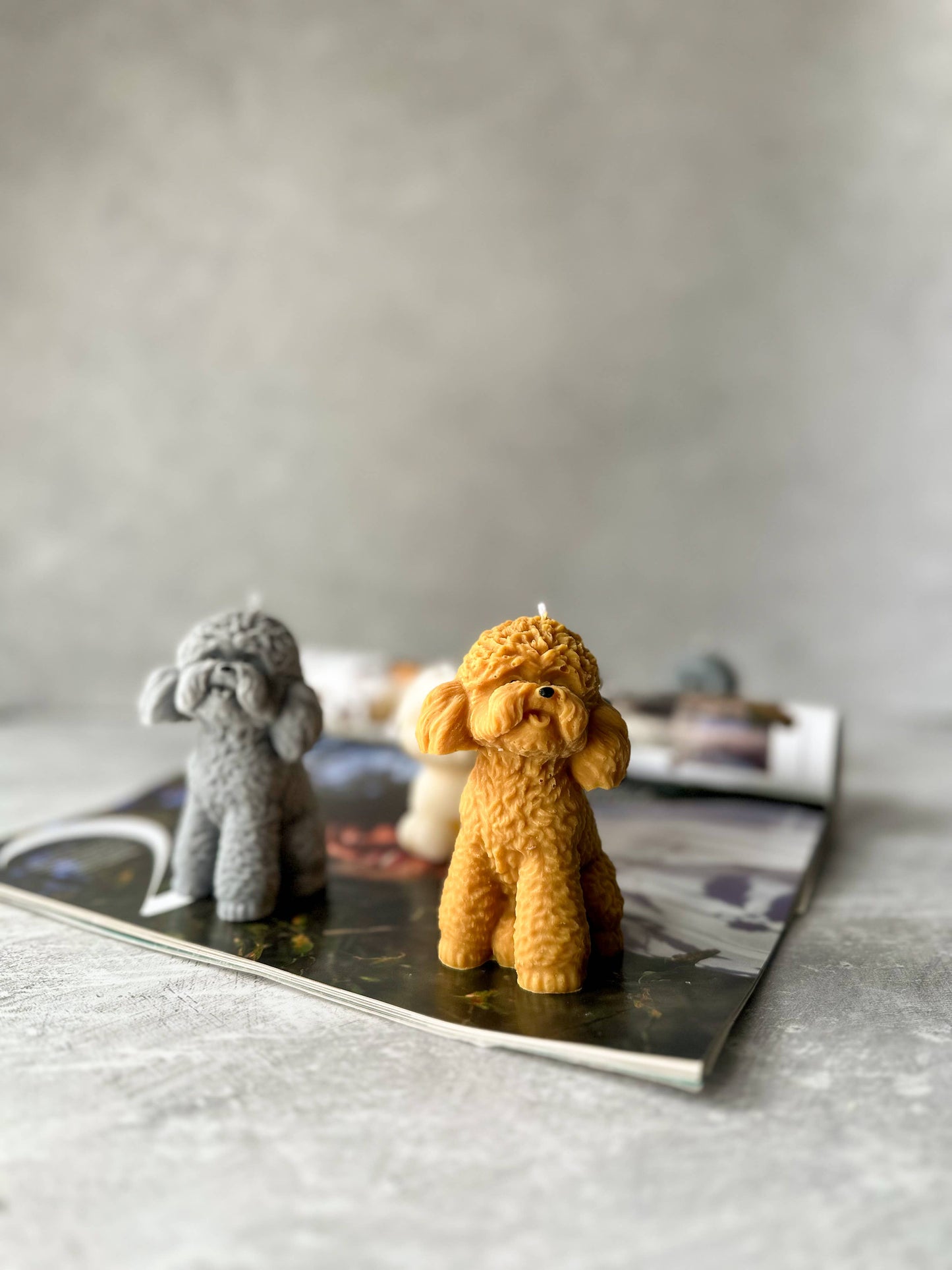 Bichon Candle | Cute Dog Candles | Handmade Soy Wax: Ivory / Lemon