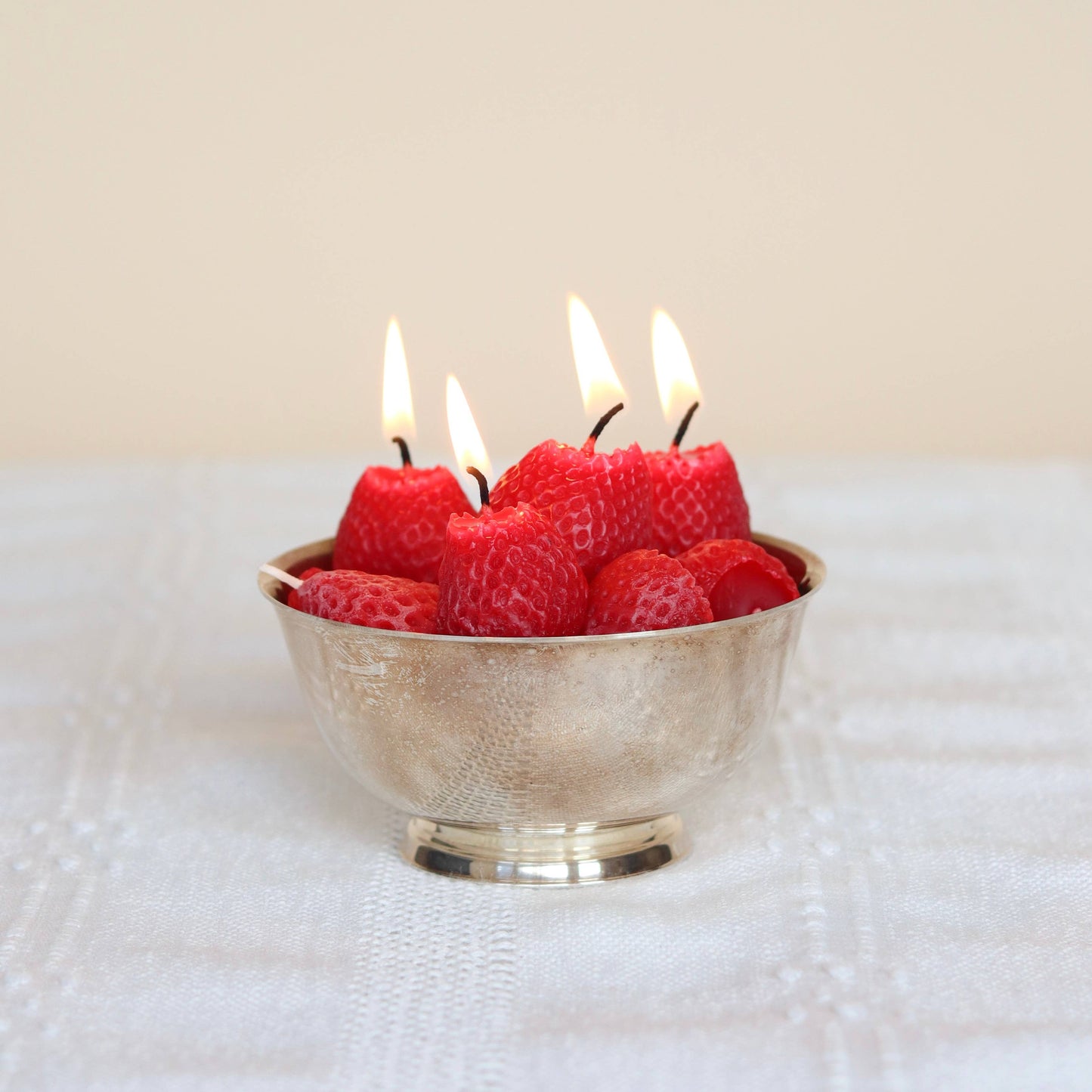 Beeswax Strawberry Birthday Candles: 10