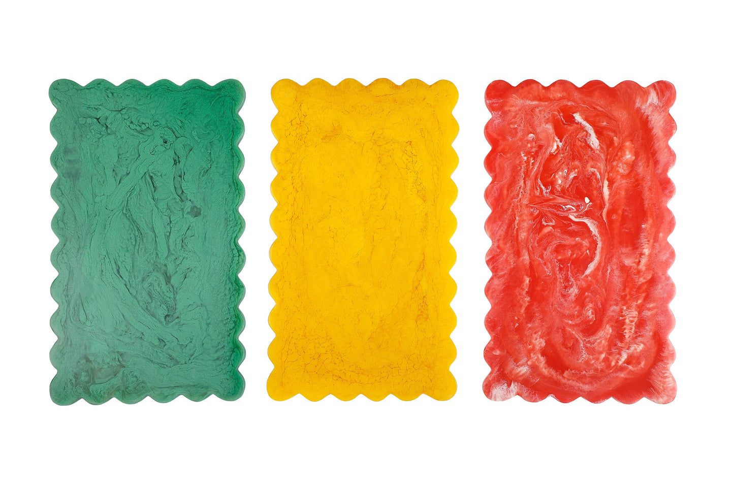 Scallop Rectangular Resin Cheese Board – Green , 14 Inches