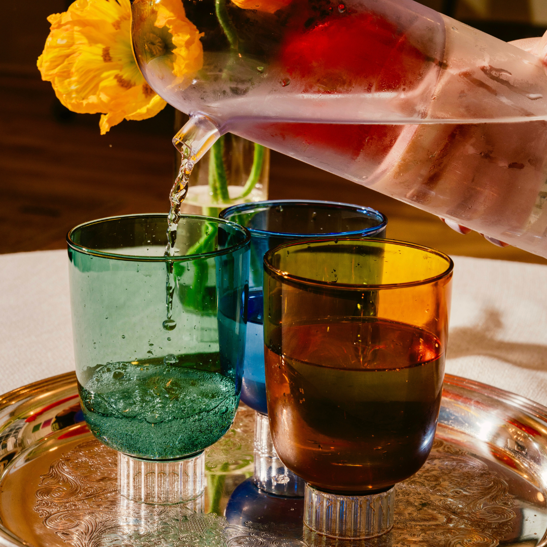 Romantic Stemless Wine Glasses Petite | Set of Four: Amber