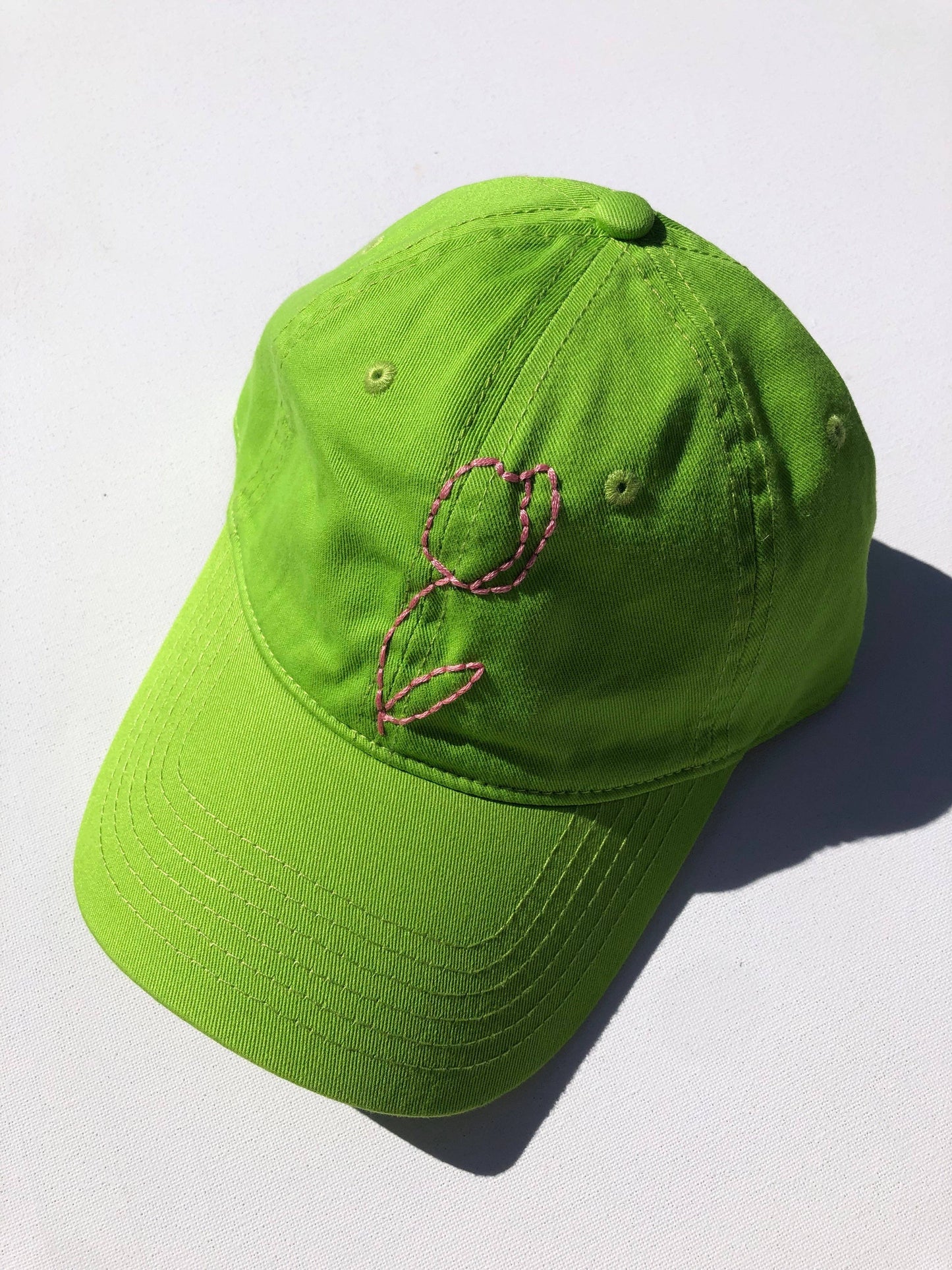HAND EMBROIDERED TULIPS CAPS: Matcha 🍃