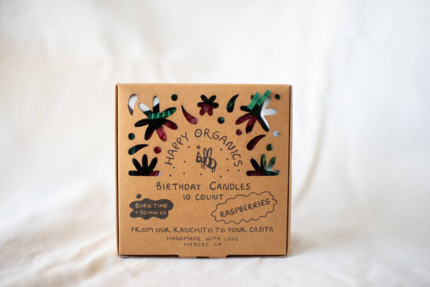 Beeswax Raspberry Birthday Candles : 10