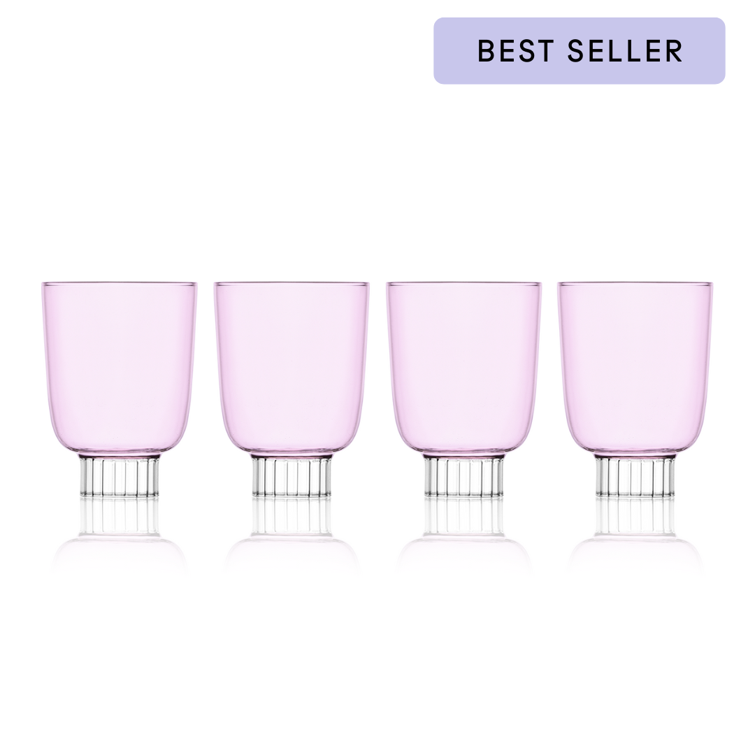 Romantic Stemless Wine Glasses Petite | Set of Four: Pink