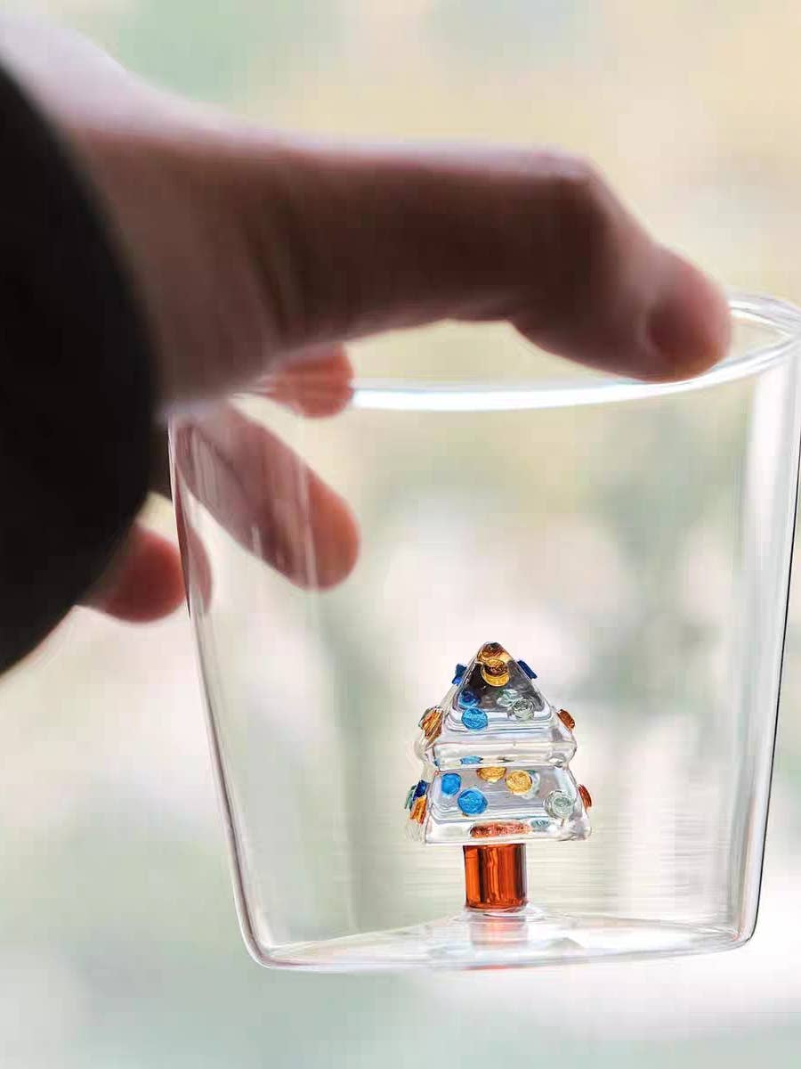 Handcrafted Cute Christmas Tree Santa Glass Tumbler Cups: Santa Claus