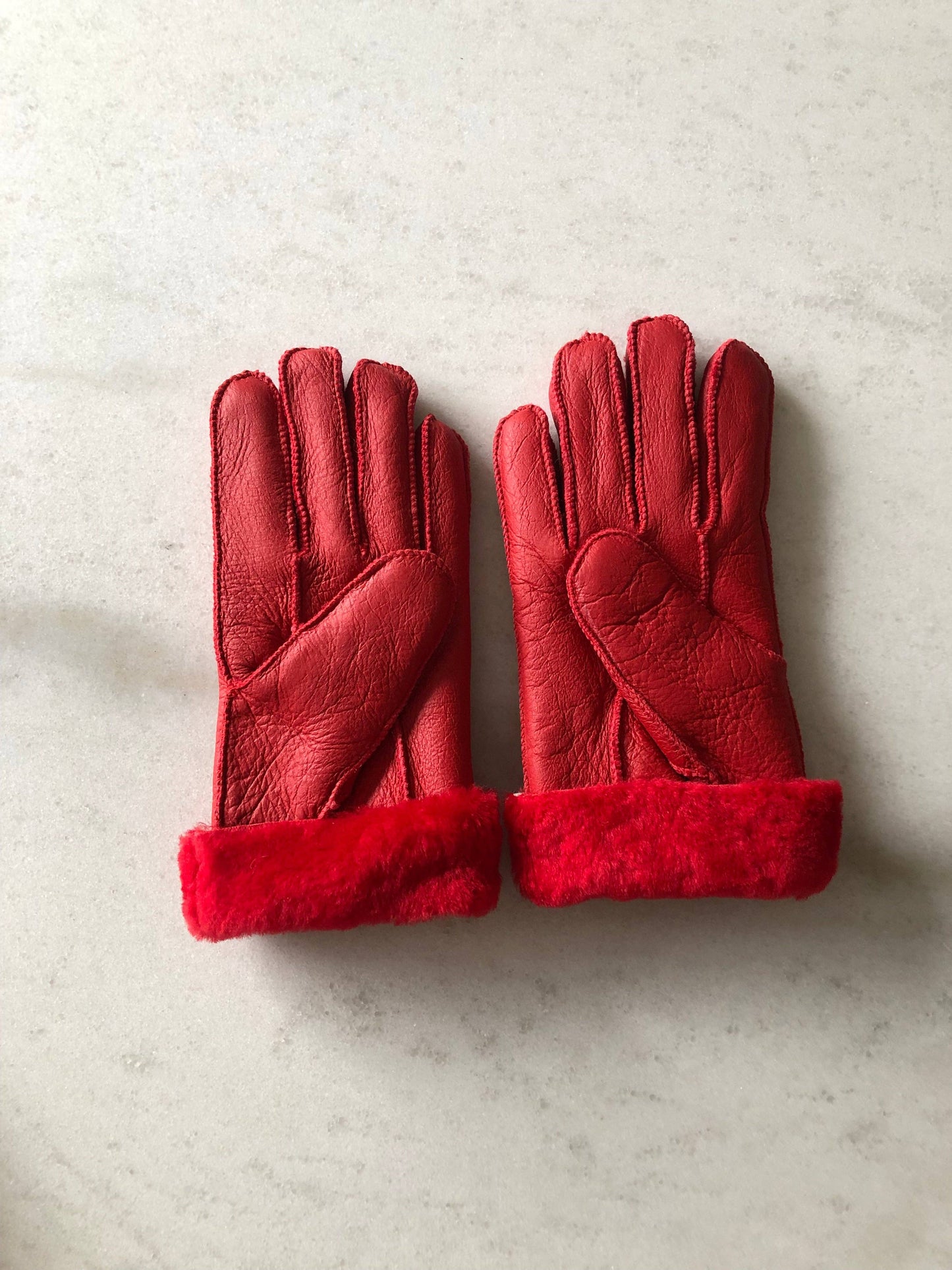 SHEARLING GLOVES: Red Corel