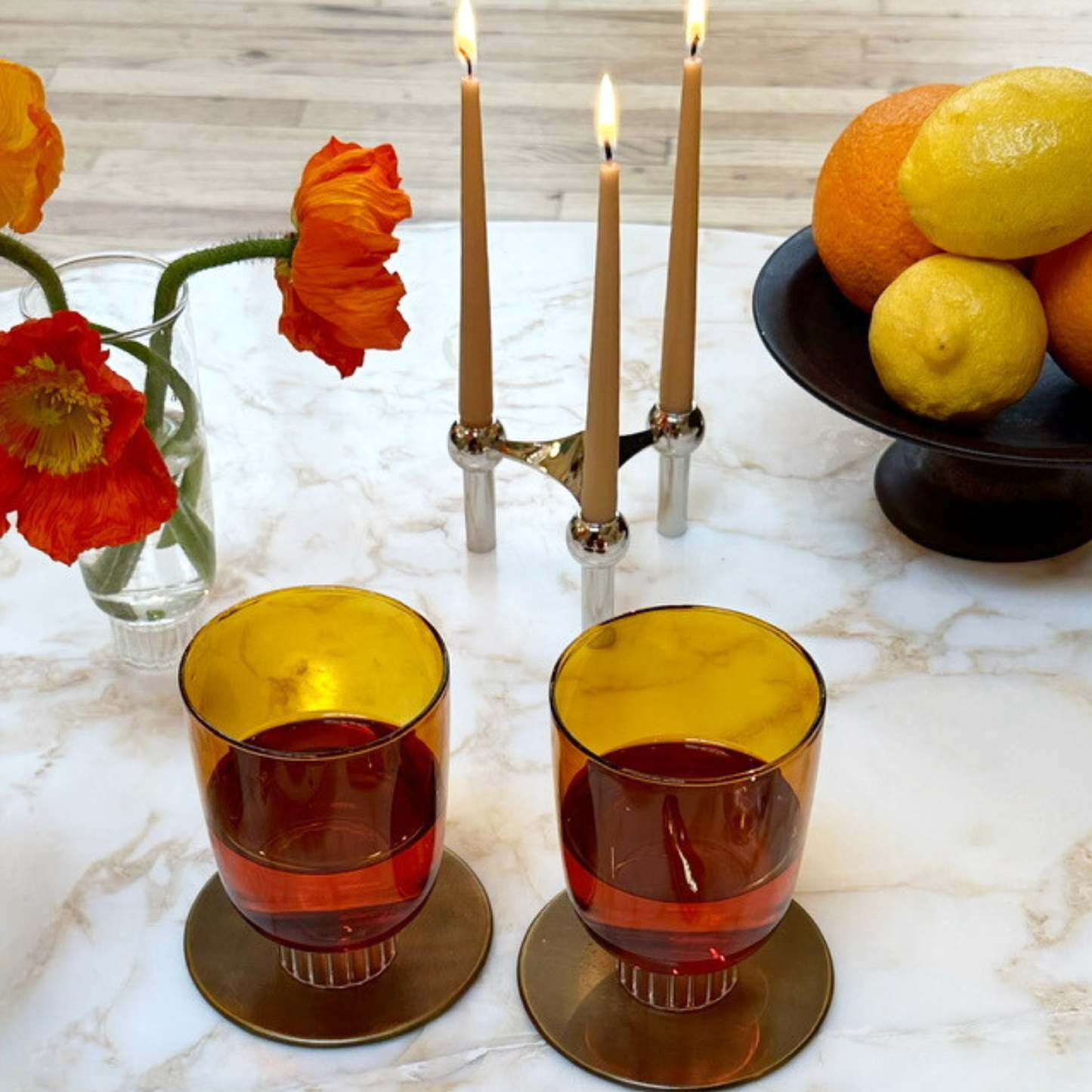 Romantic Stemless Wine Glasses Petite | Set of Four: Amber