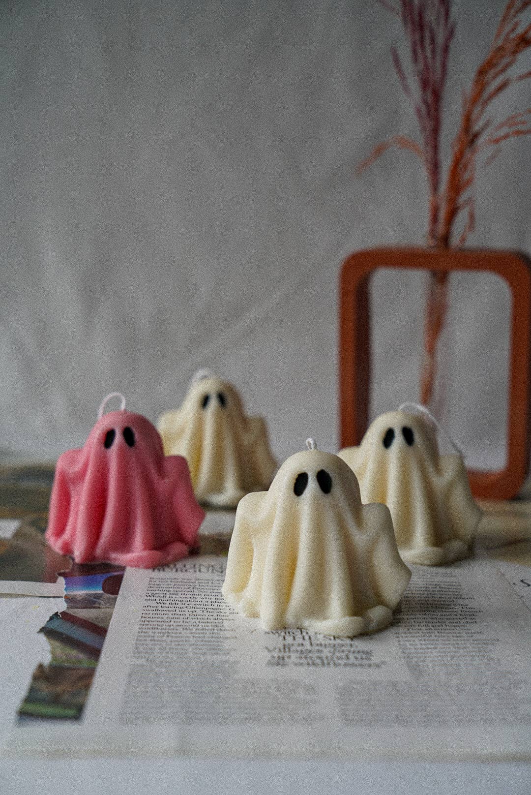 Ghost Candle, Halloween Home Decoration, Autumn Table Decor: Pink / Fresh Linen