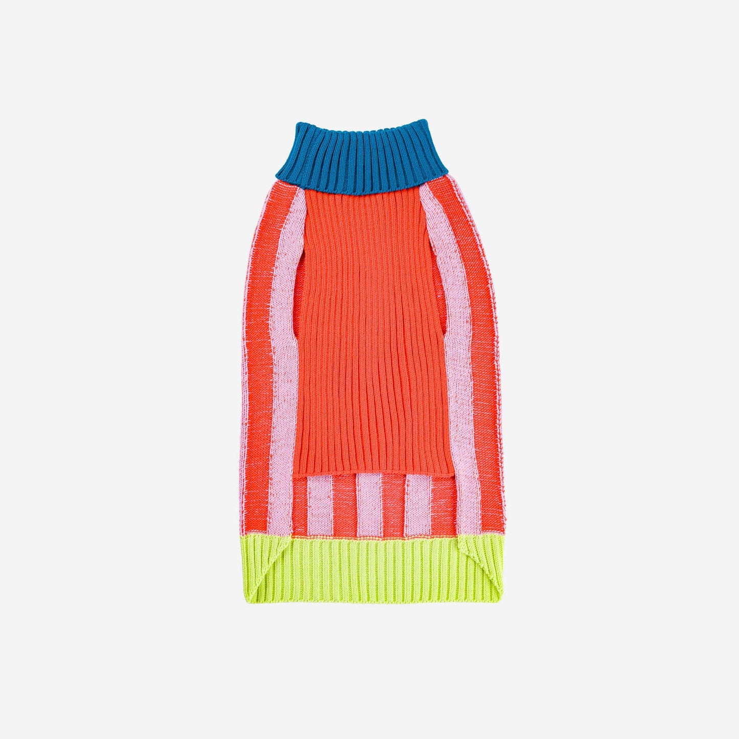 Big Stripe Dog Sweater: Lime Cobalt / L - 27-40 lbs