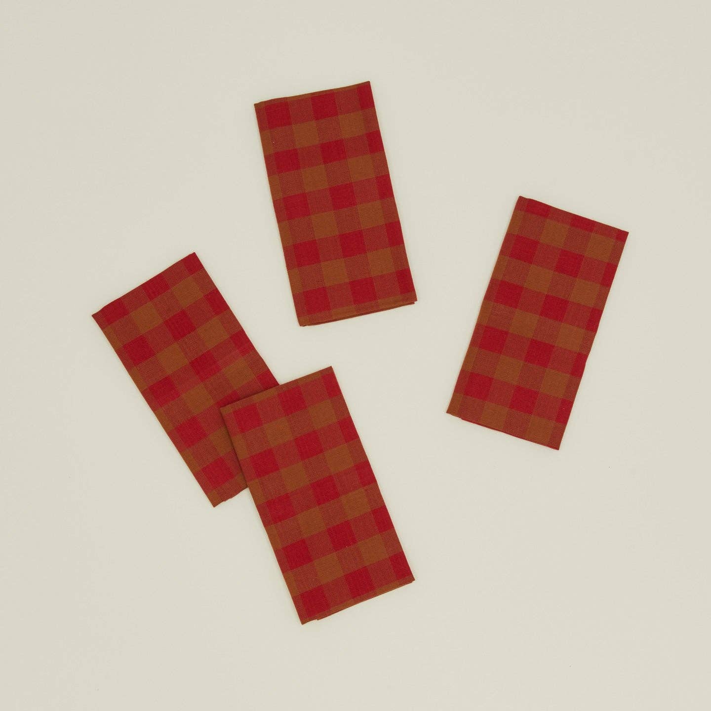 ESSENTIAL GINGHAM DINNER NAPKINS - SET OF 4: MUSTARD/BRONZE