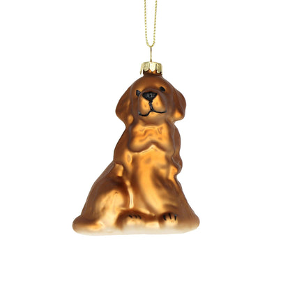 Golden Dog, Handcrafted Glass Pet Dog Lover Holiday Ornament