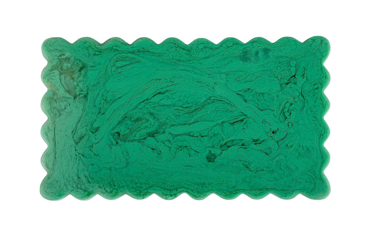 Scallop Rectangular Resin Cheese Board – Green , 14 Inches