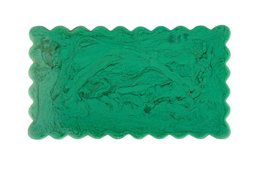 Scallop Rectangular Resin Cheese Board – Green , 14 Inches