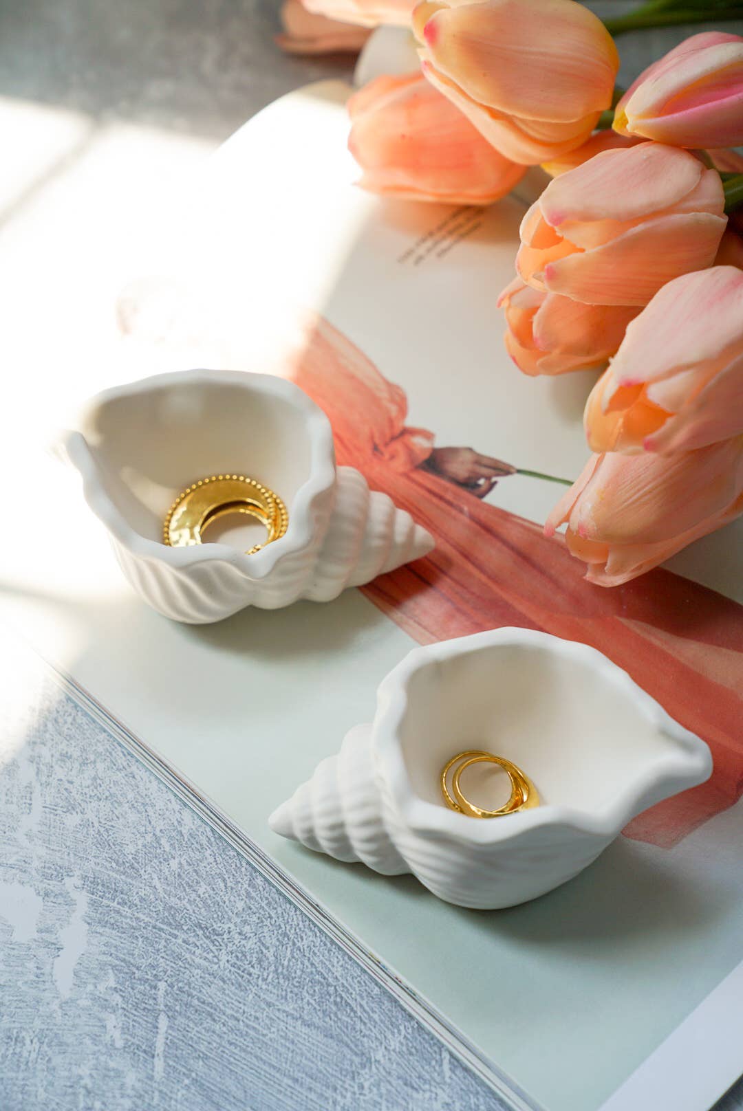 Shell Jewellery Dish, Ring Holder Spring & Summer Home Decor: Off White
