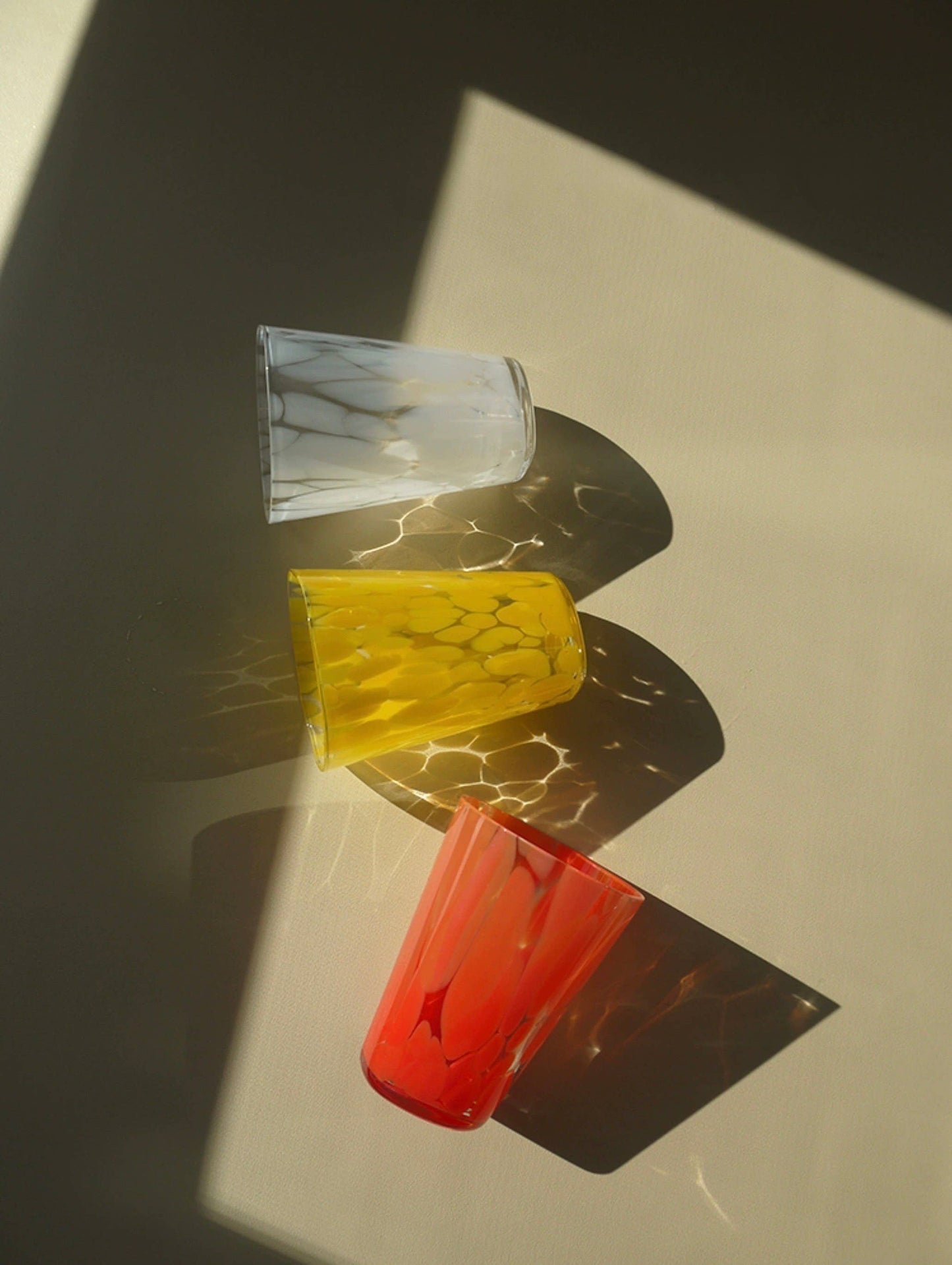 Mouth-blown Coloured Monochrome Spot Cups Case Of 10: Dandelion