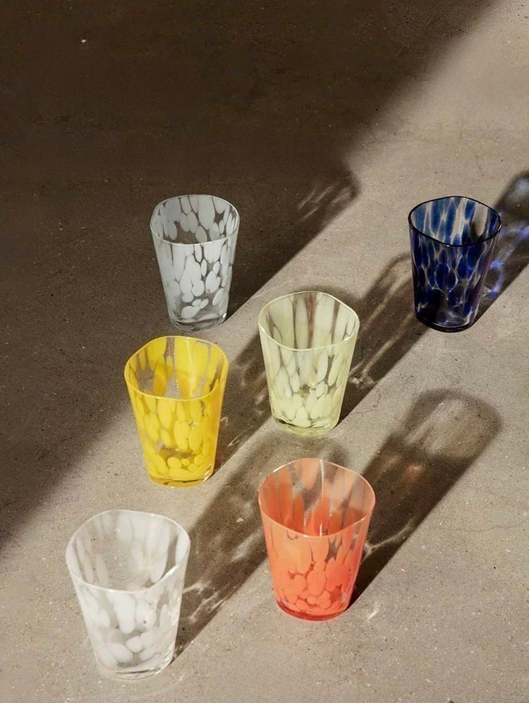 Mouth-blown Coloured Monochrome Spot Cups Case Of 10: Dandelion