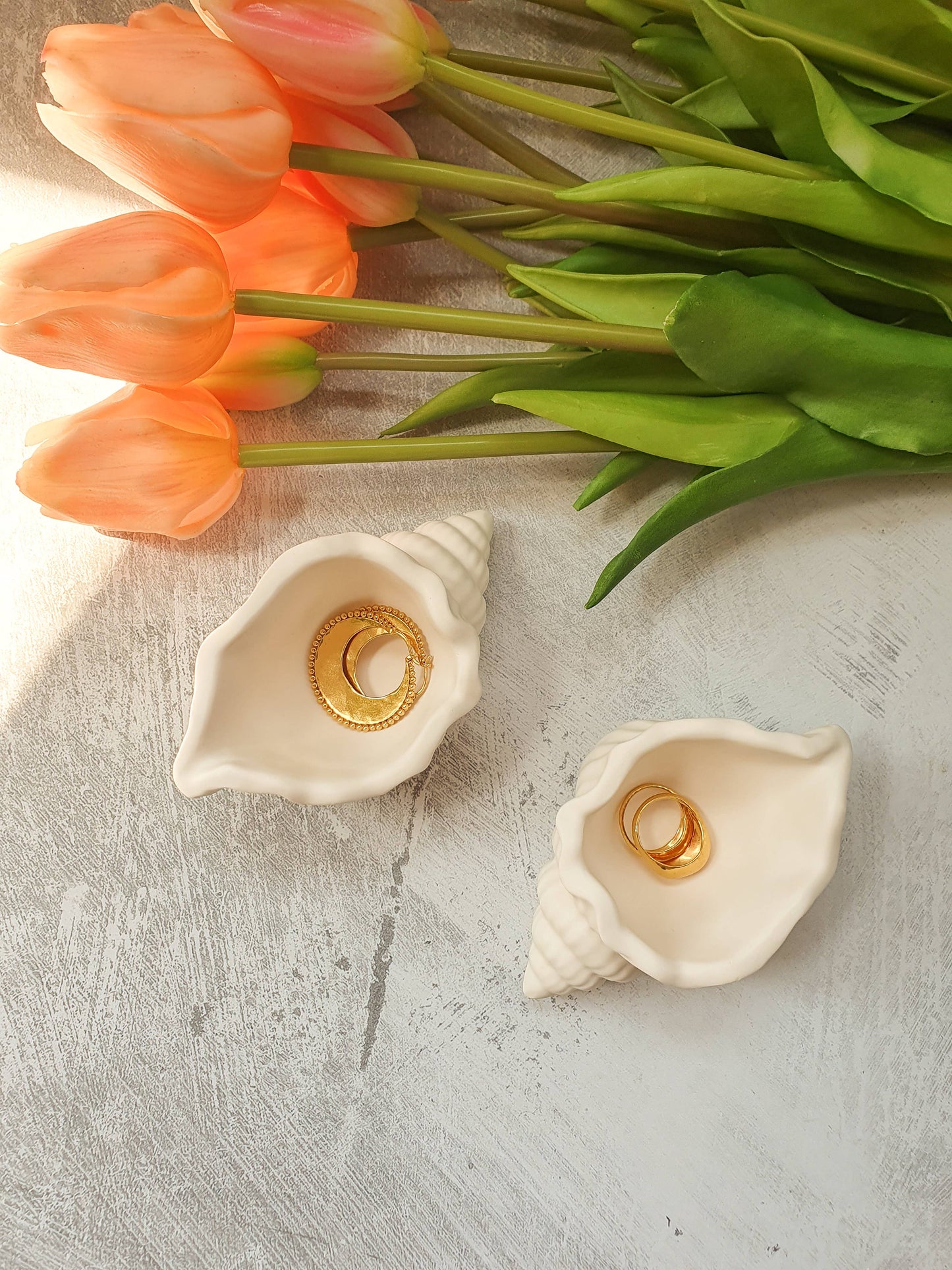 Shell Jewellery Dish, Ring Holder Spring & Summer Home Decor: Off White
