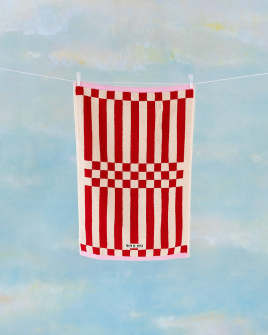 Clubhouse Stripe Towel: Red / Hand Towel