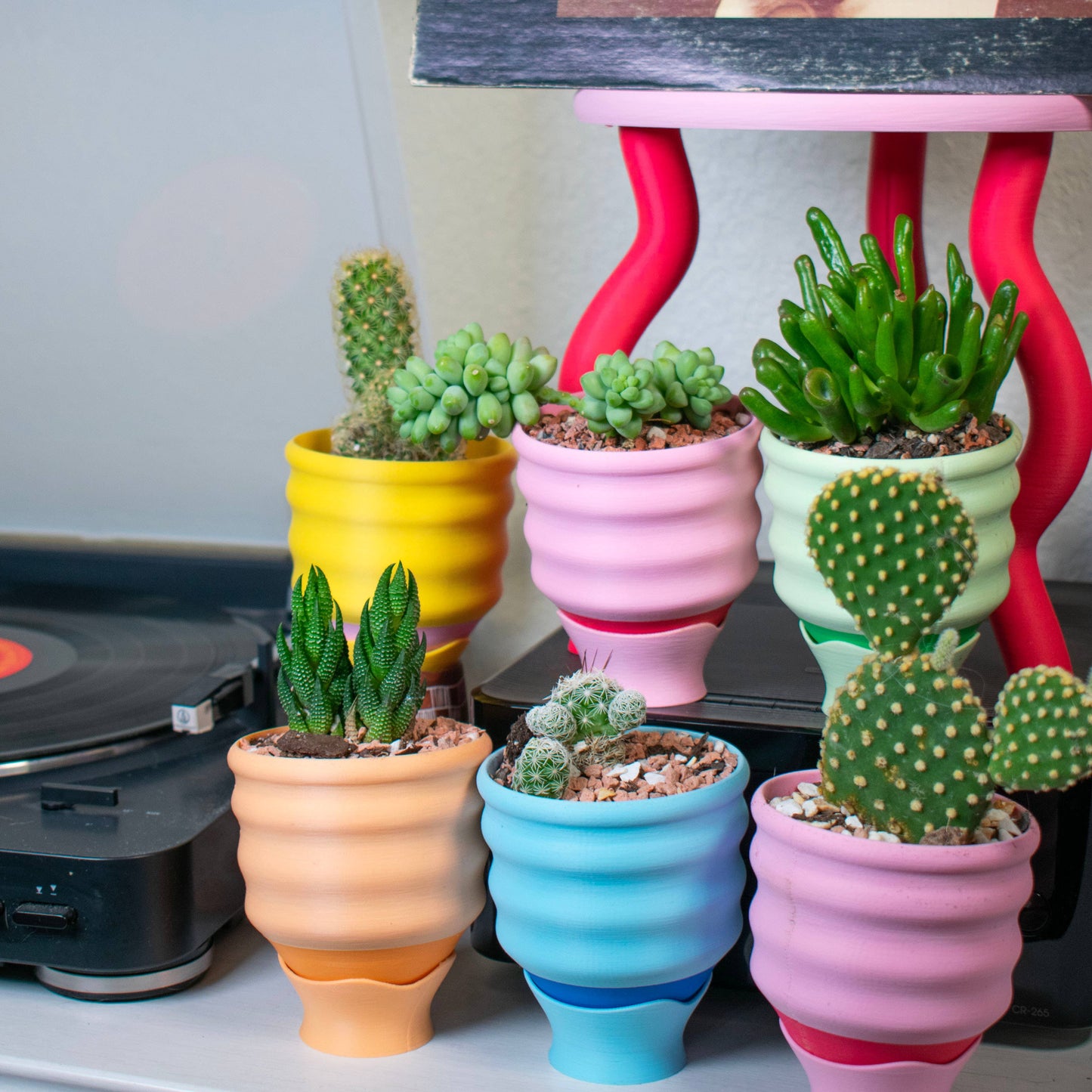 3" Small Wiggle Planters: Swimming Pool Blues