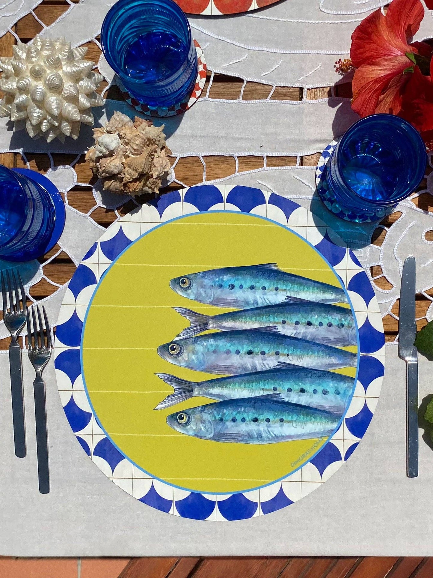 SEA Masonite Placemat - Sardines: Round