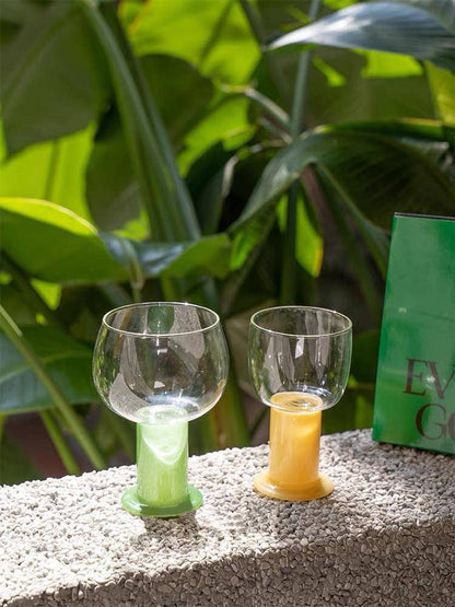 Handblown Chubby Coloured Wine Cocktail Glasses: Mint / Large
