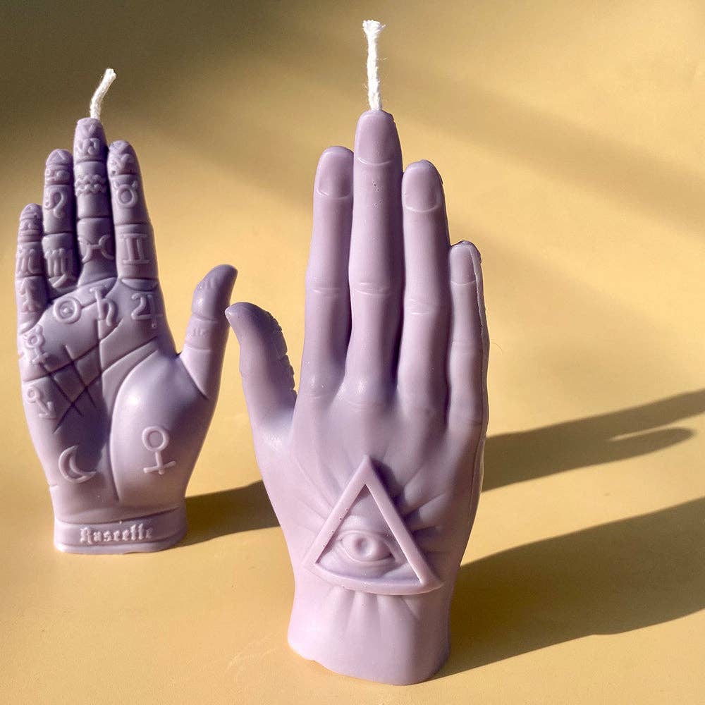 Palmistry Hand Candle - Lilac: Lilac / White Sage & Lavender