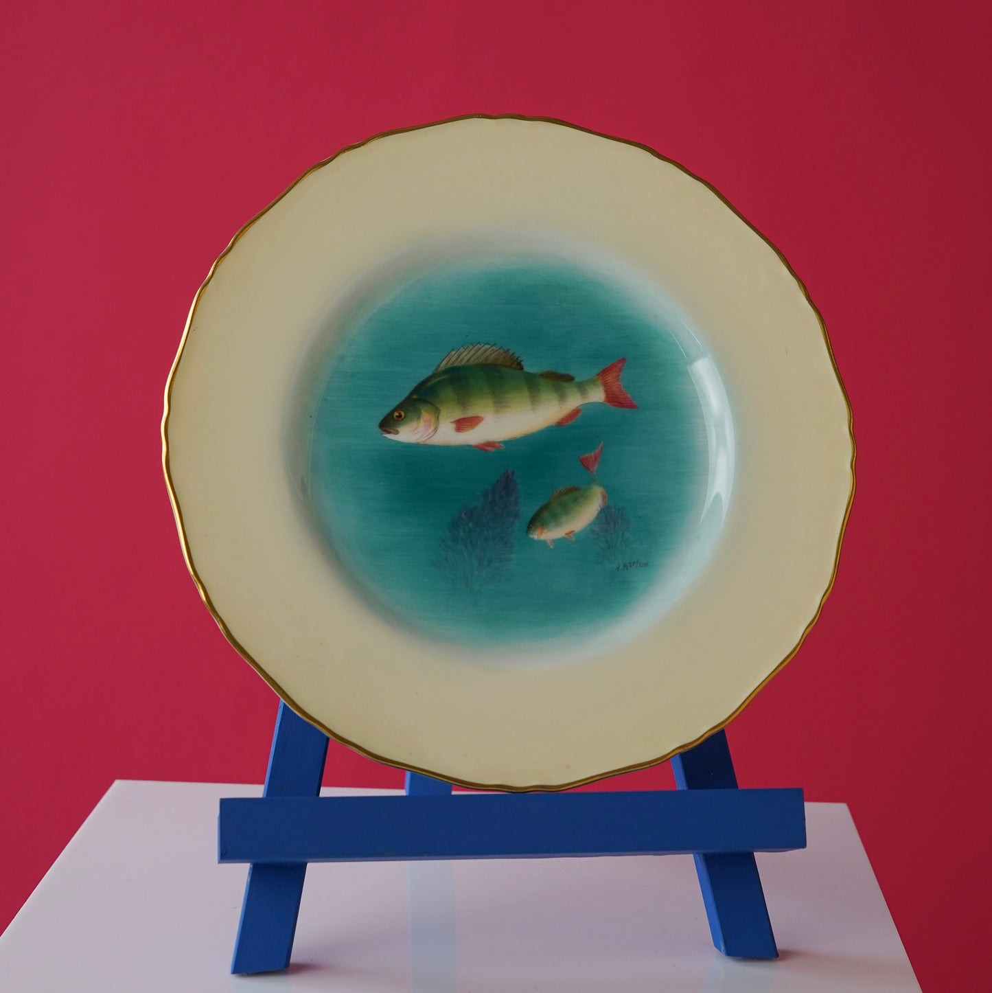 Vintage blue fish plate