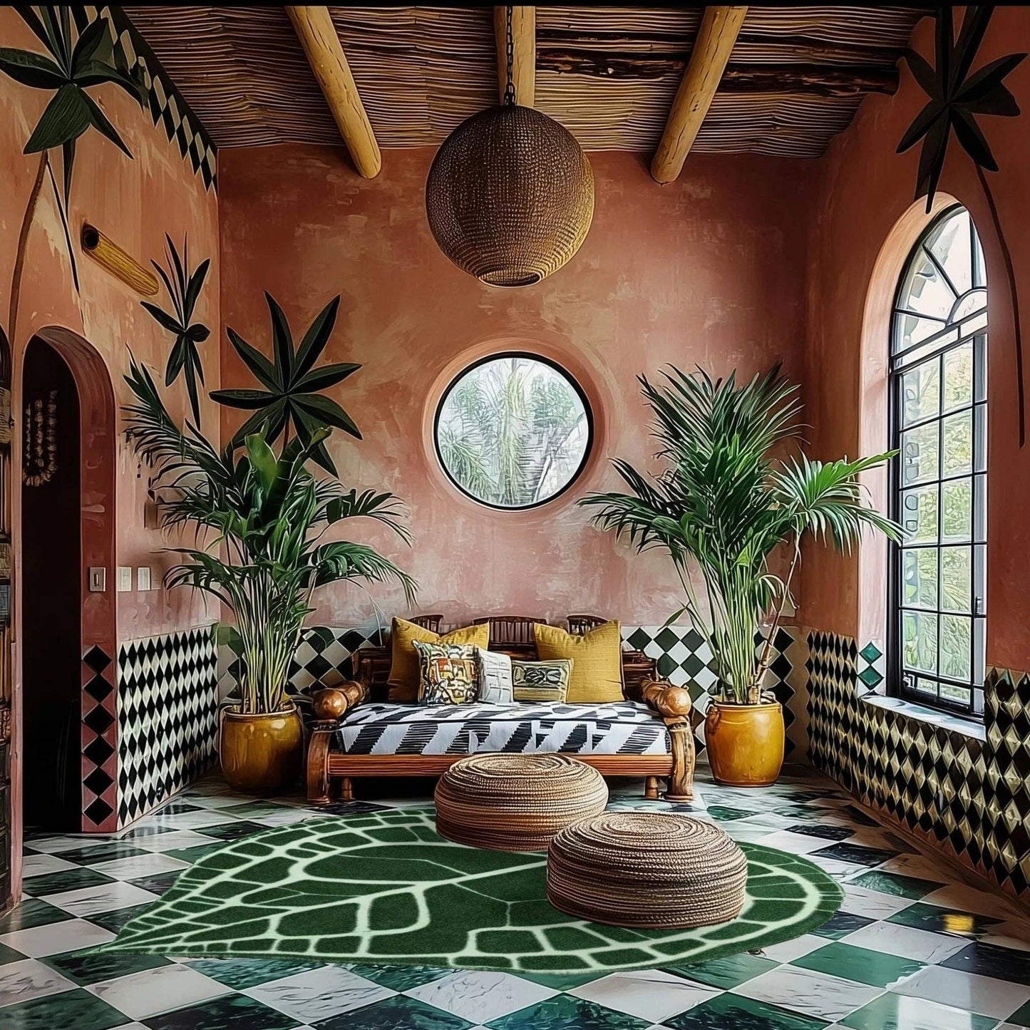 Elephant Ear Shaped Hand Tufted Wool Rug: 36" x 42"