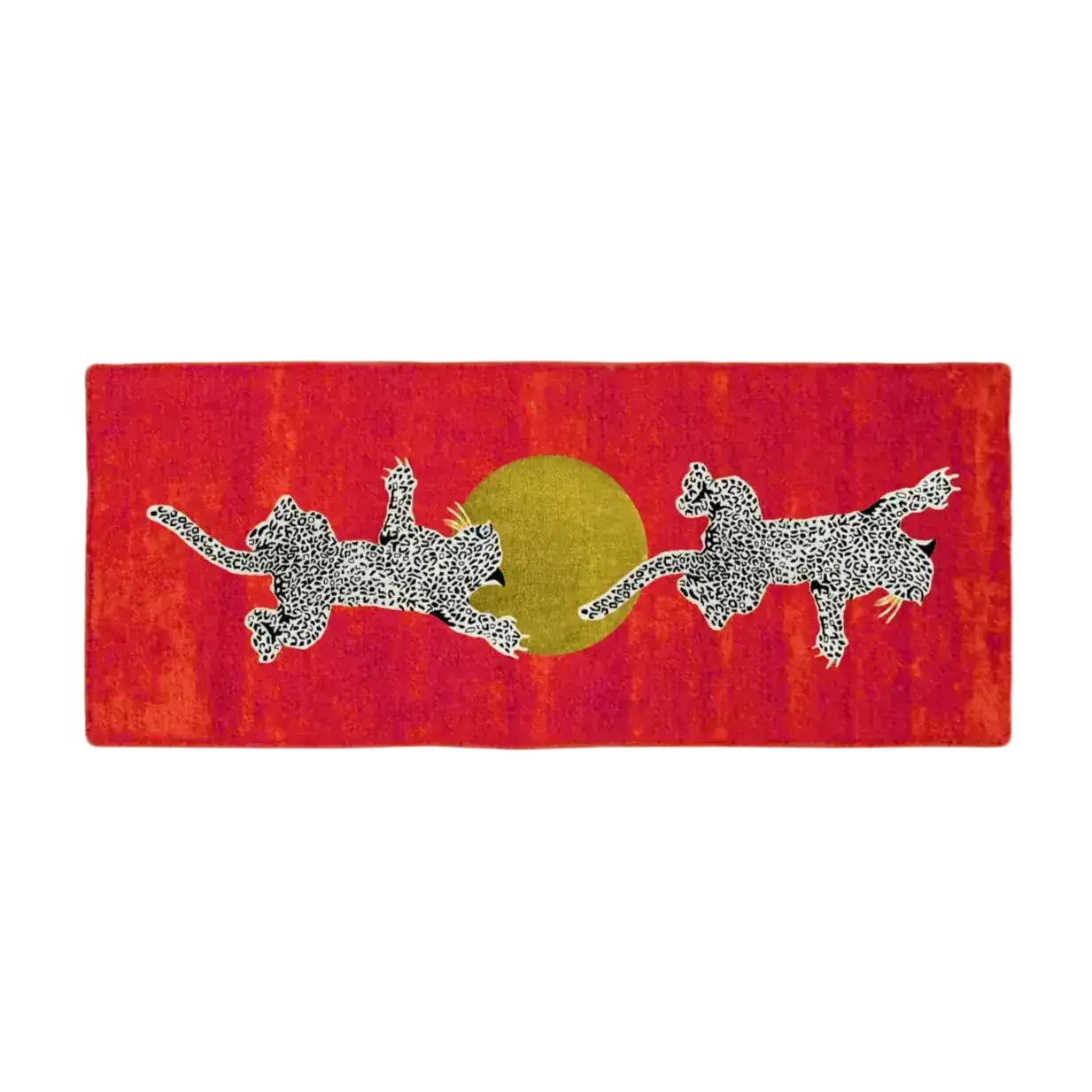 Leopards on Silky Road Hand Tufted Wool Rug Runner - Red: 2' x 6'
