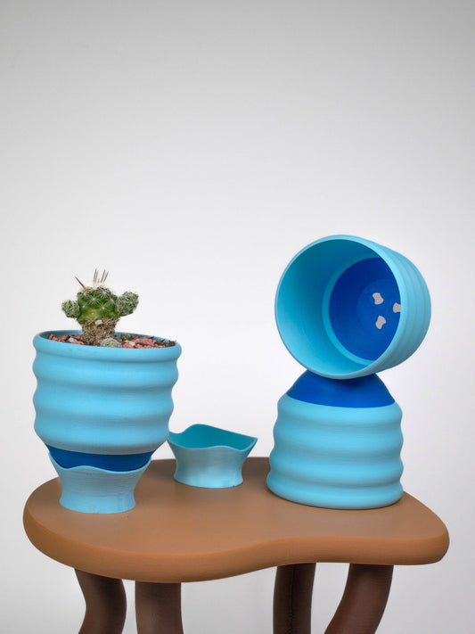3" Small Wiggle Planters: Swimming Pool Blues