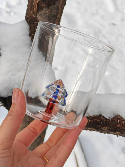 Handcrafted Cute Christmas Tree Santa Glass Tumbler Cups: Santa Claus
