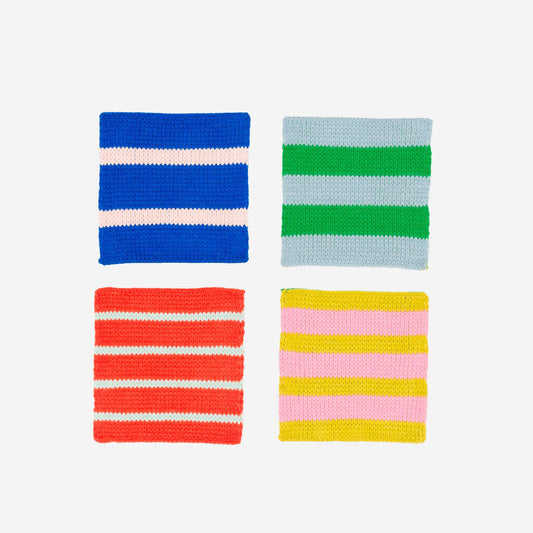 Patchwork Stripe Coaster Set: Rainbow
