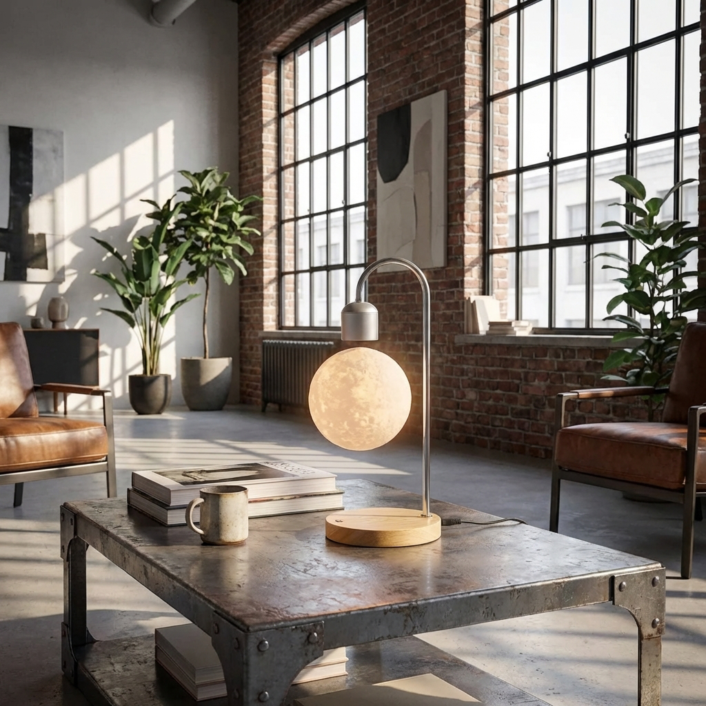 Selene Floating Moon Lamp with Wireless Charging: Black / USA & CAD