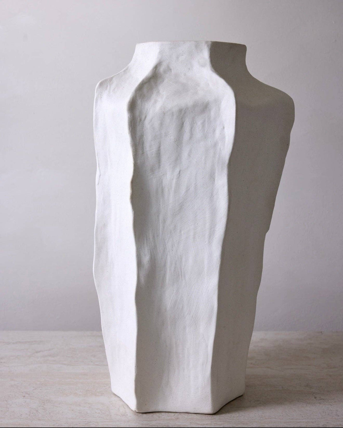 Selena White Ceramic Vase, 20" Matte Finish