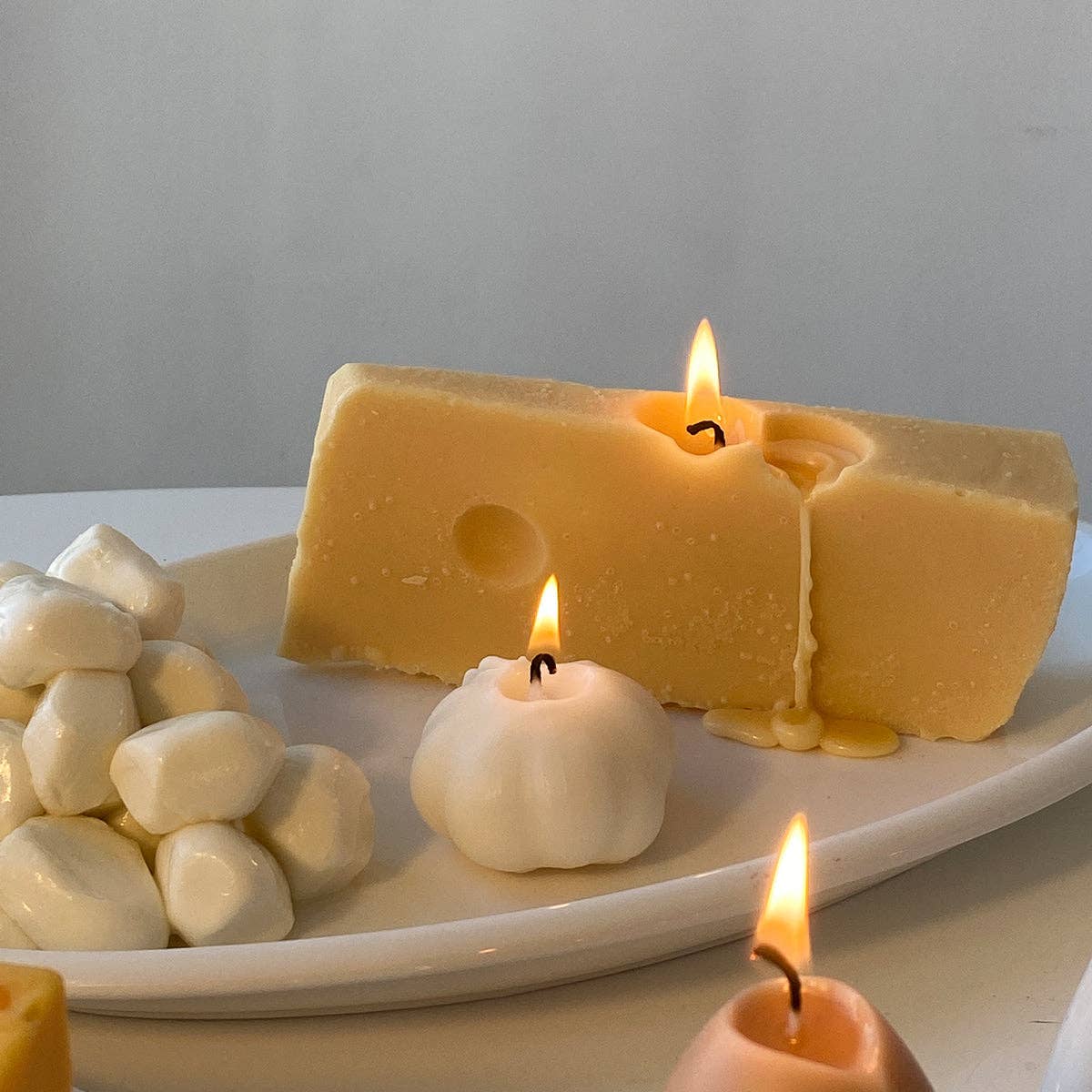Swiss Cheese Candle: Yellow / Unscented (Natural Soy) / Single Cheese