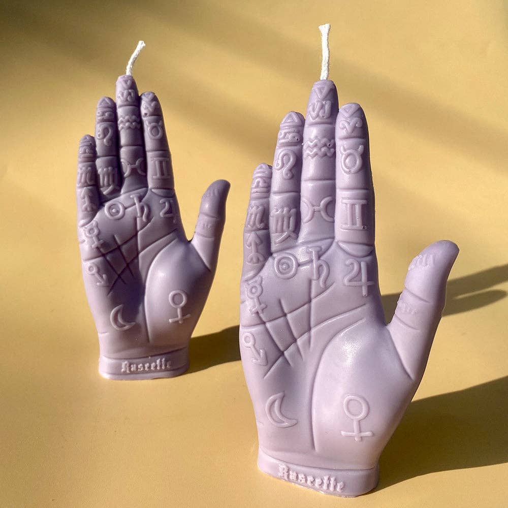 Palmistry Hand Candle - Lilac: Lilac / White Sage & Lavender