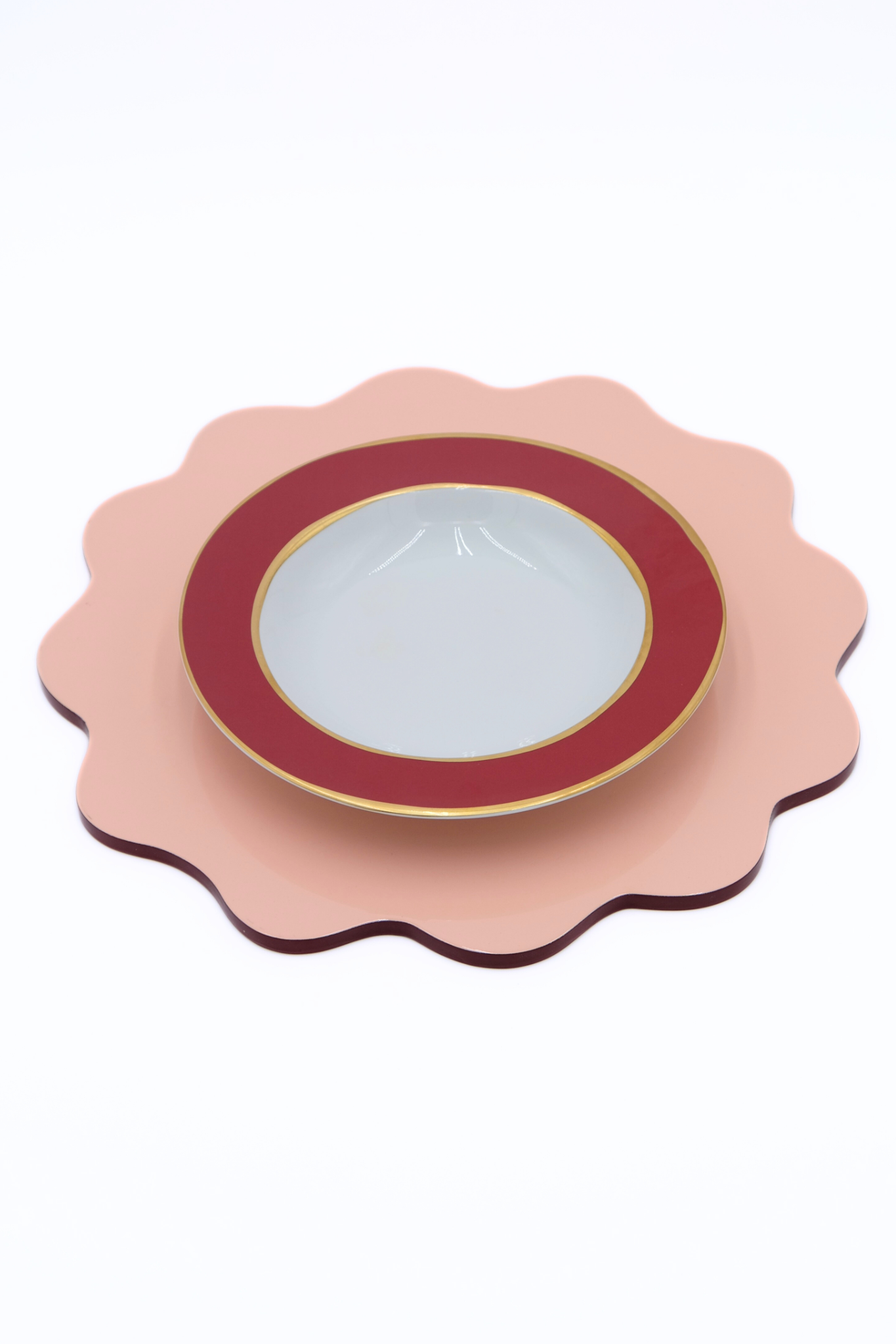 Blush Pink Scalloped Lacquerware Placemat Set: Set of 2