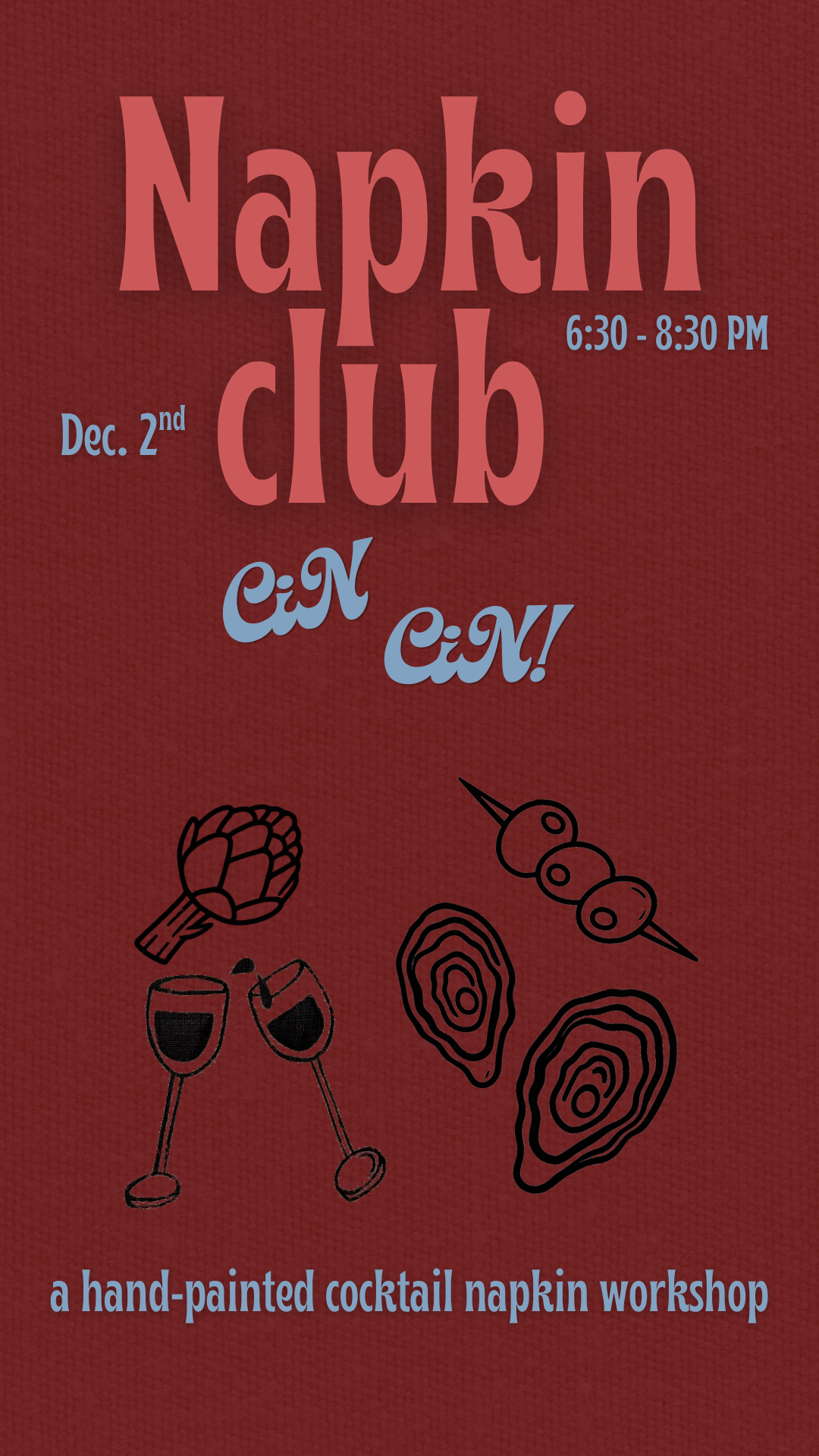 Napkin Club: A Hand-Painted Cocktail Napkin Workshop