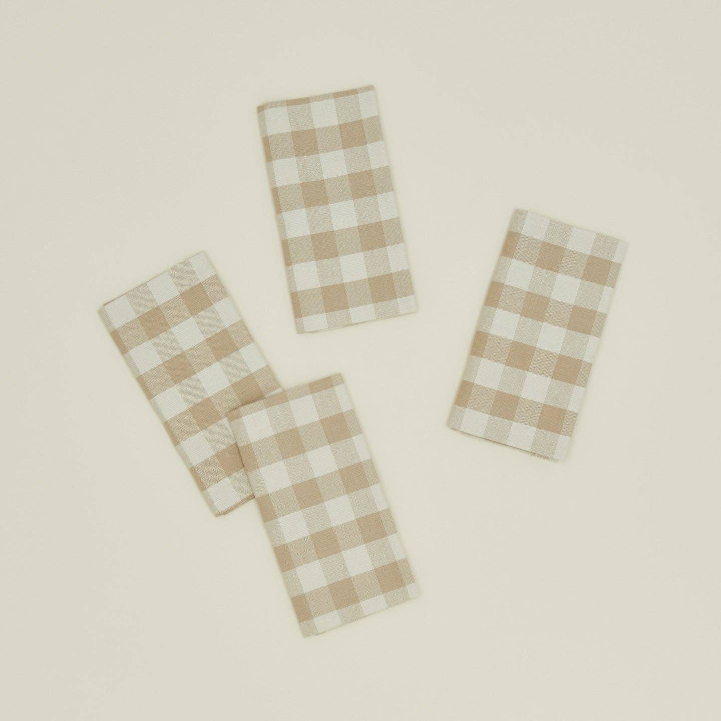 ESSENTIAL GINGHAM DINNER NAPKINS - SET OF 4: MUSTARD/BRONZE