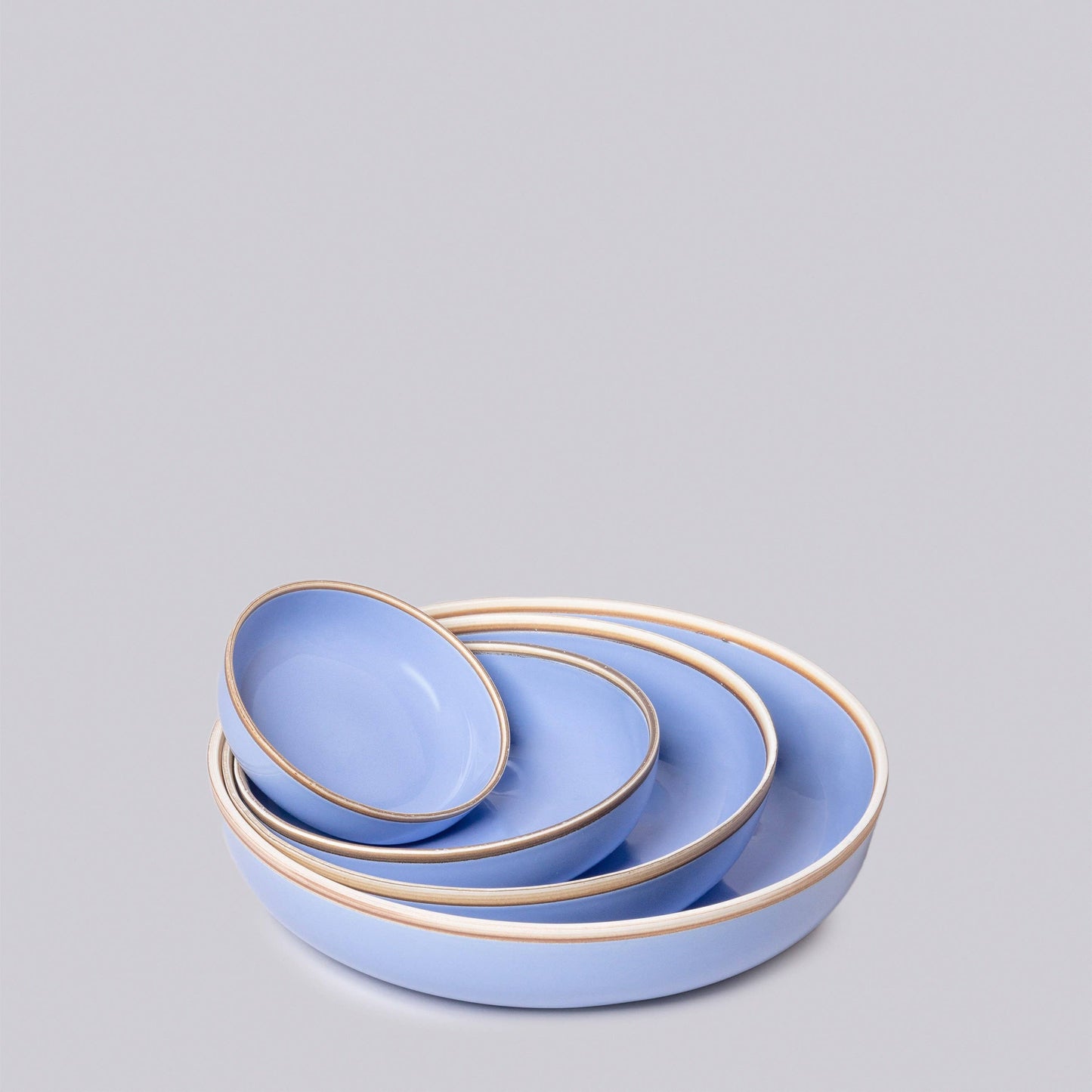 Lavender Glossy Porcelain Nesting Hermit Bowls: Lavender / Large