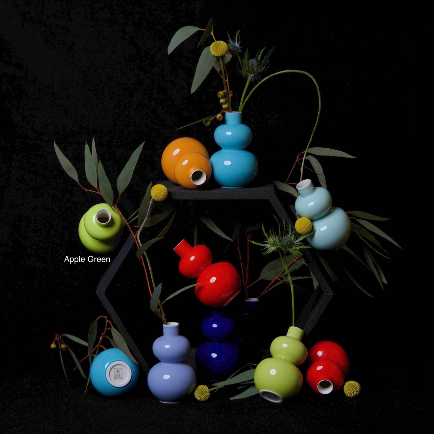 Glossy Porcelain Mini Double Lobed Vase: Indigo