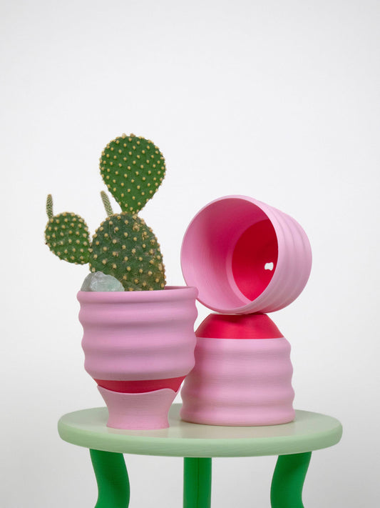 3" Small Wiggle Planters: Red + Pink