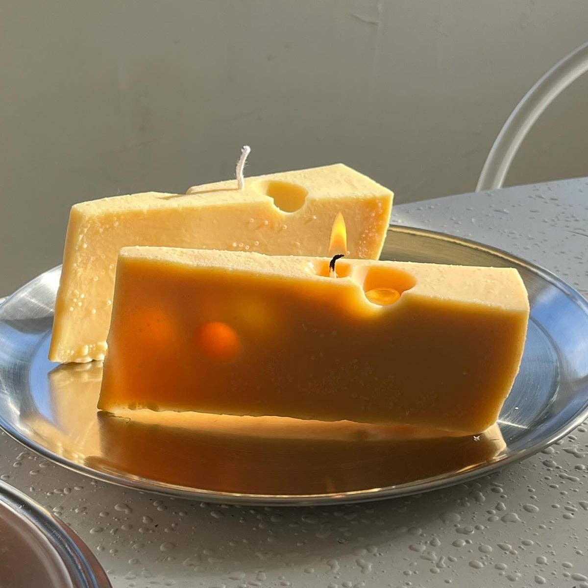 Swiss Cheese Candle: Yellow / Unscented (Natural Soy) / Single Cheese