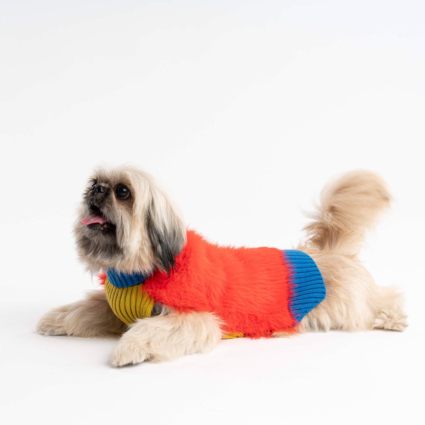 Faux Fur Dog Sweater: Periwinkle / L - 27-40 lbs