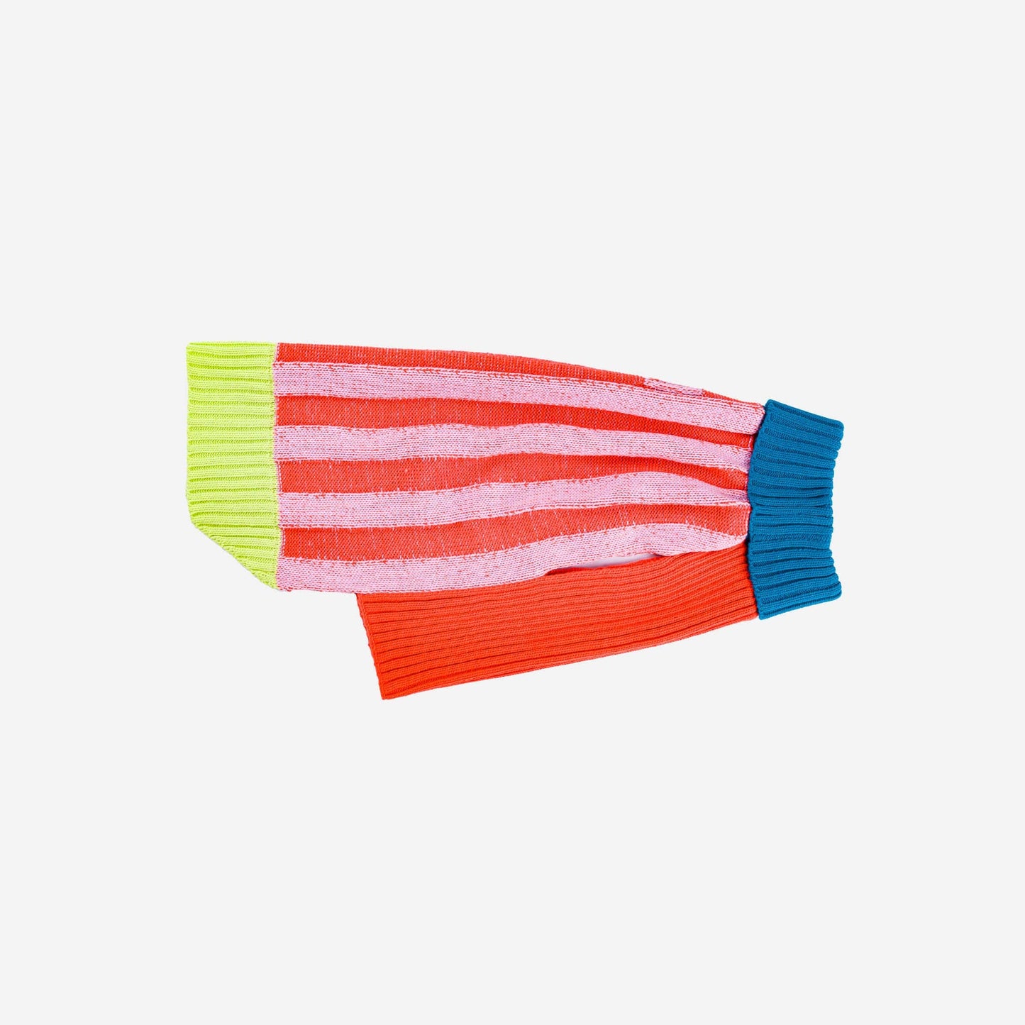 Big Stripe Dog Sweater: Lime Cobalt / L - 27-40 lbs