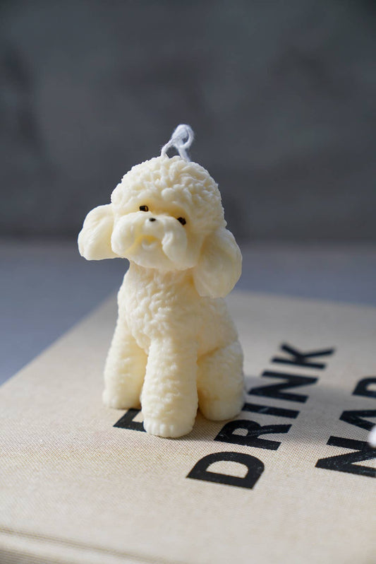 Bichon Candle | Cute Dog Candles | Handmade Soy Wax: Ivory / Lemon