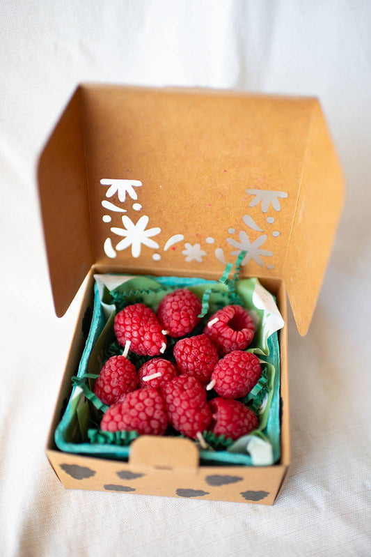 Beeswax Raspberry Birthday Candles : 10