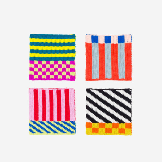 Pattern Patch Coaster Set: Rainbow